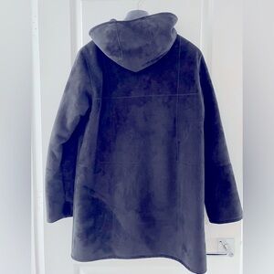 Women NEW  French black soft faux-suede winter coat.